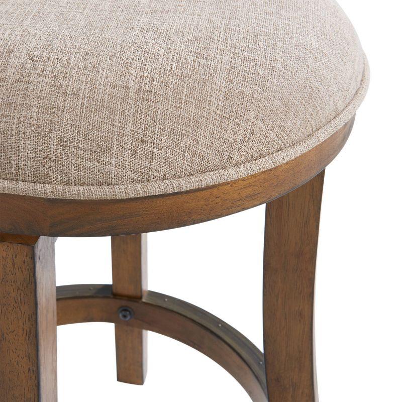 Ellie 21" Wide Solid Rubber Wood Frame Linen Fabric Counter Height Round Swivel Stool