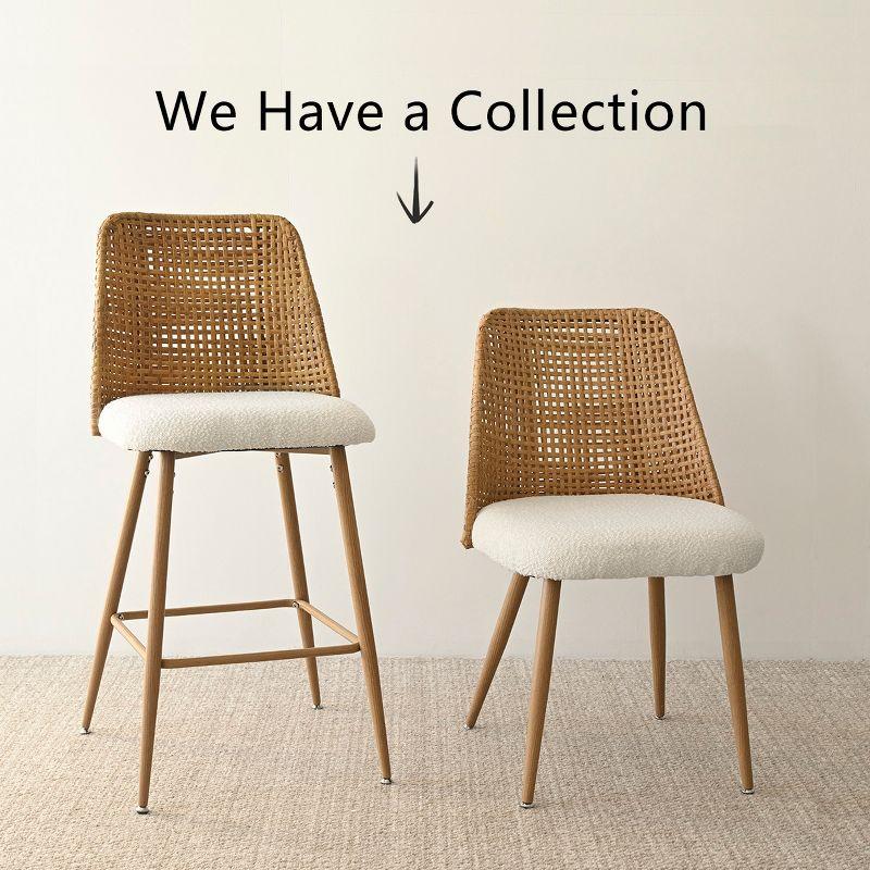 Nice Boucle Counter Stool Set Of 2,Beige Upholstered Rattan Counter Stool,27 Inch Stools With Back for Kitchen Island-Maison Boucle