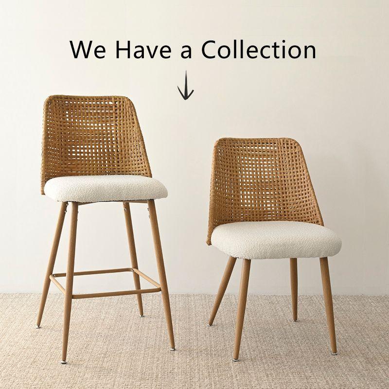 Nice Boucle Counter Stool Set Of 2,Upholstered Rattan Counter Stool,27 Inch Stools With Back for Kitchen Island-Maison Boucle