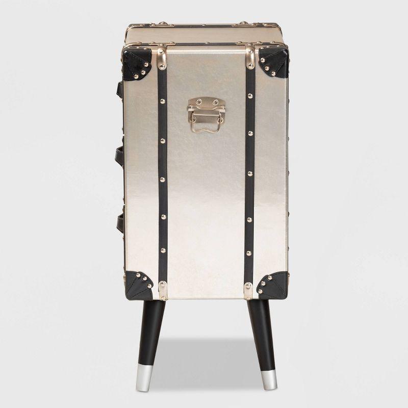 Dilan Metal 3 Drawer Nightstand Light Cream/Black - Baxton Studio: Vintage Style Bedside Storage