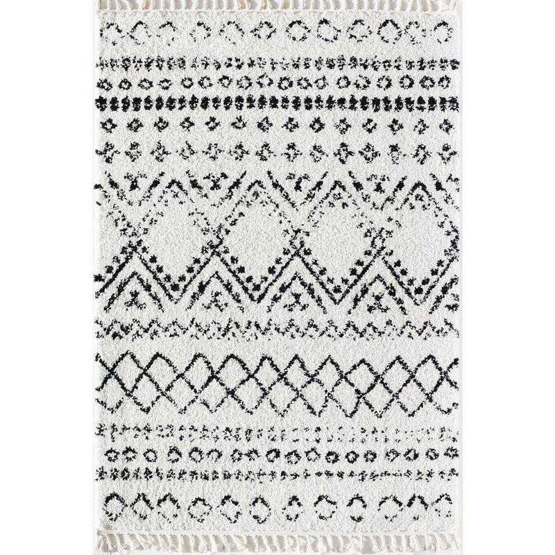 Mason Shag Tribal Whisper White Area Rug