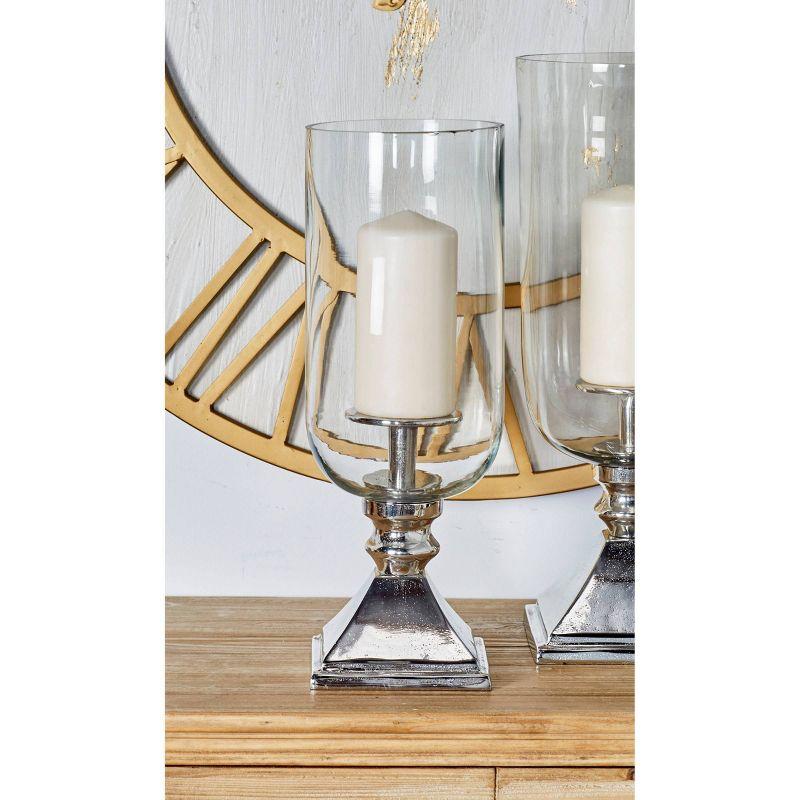 Olivia & May 17" x 6" Hurricane Aluminum/Glass Candle Holder Silver : Tabletop Centerpiece