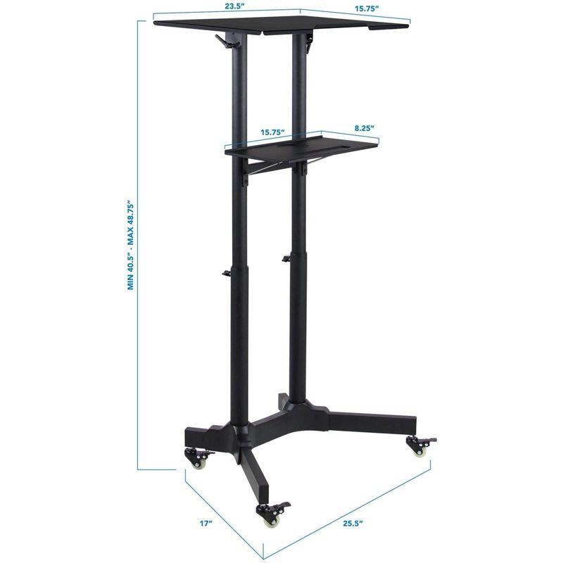 Mount-It! Mobile Standing Height Desk, Portable Podium and Rolling Presentation Lectern, Laptop Stand Up Desk with Caster Wheels