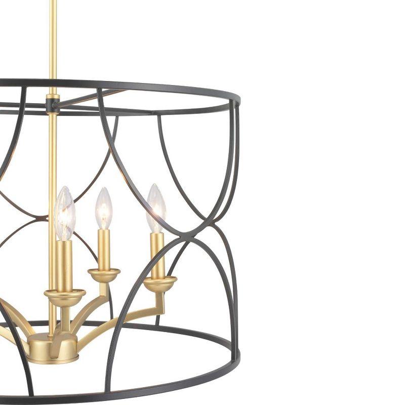 Progress Lighting Landree 5-Light Chandelier, Black Steel, Brushed Brass Inner Cluster, Modern Luxury Style