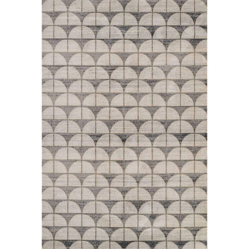 Momeni 5'1"x7'7" Edition Geometric Machine Loomed Area Rug Charcoal Gray: Indoor Low Pile Polyester Rectangle Rug