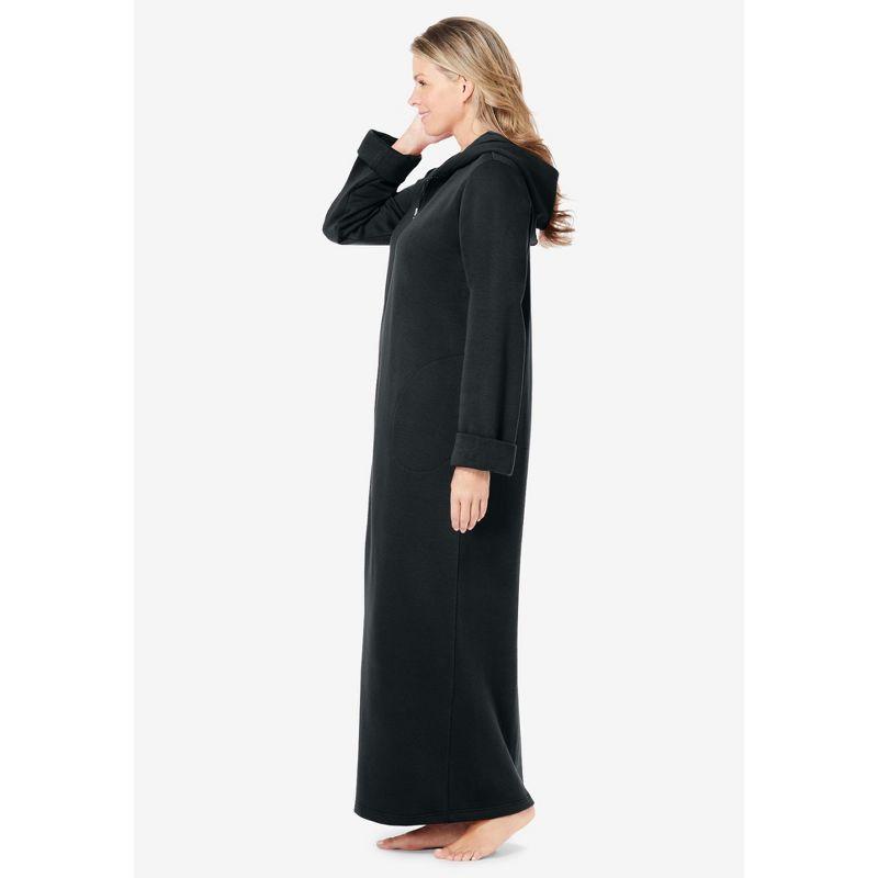 Dreams & Co. Plus Size Petite Long Hooded Fleece Sweatshirt Robe - 4X, Heather Charcoal