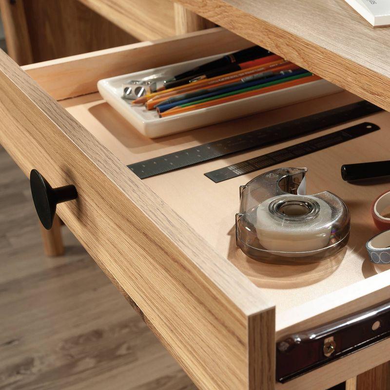 Timber Oak Computer Desk with Drawers and Shelves