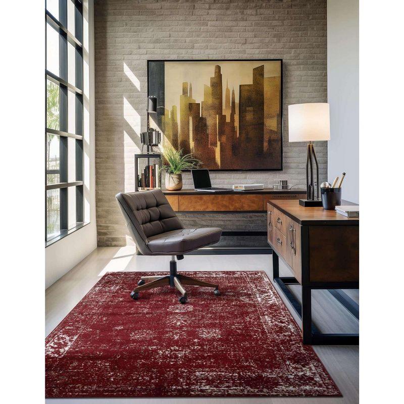 Burgundy Rectangular Synthetic Reversible Area Rug