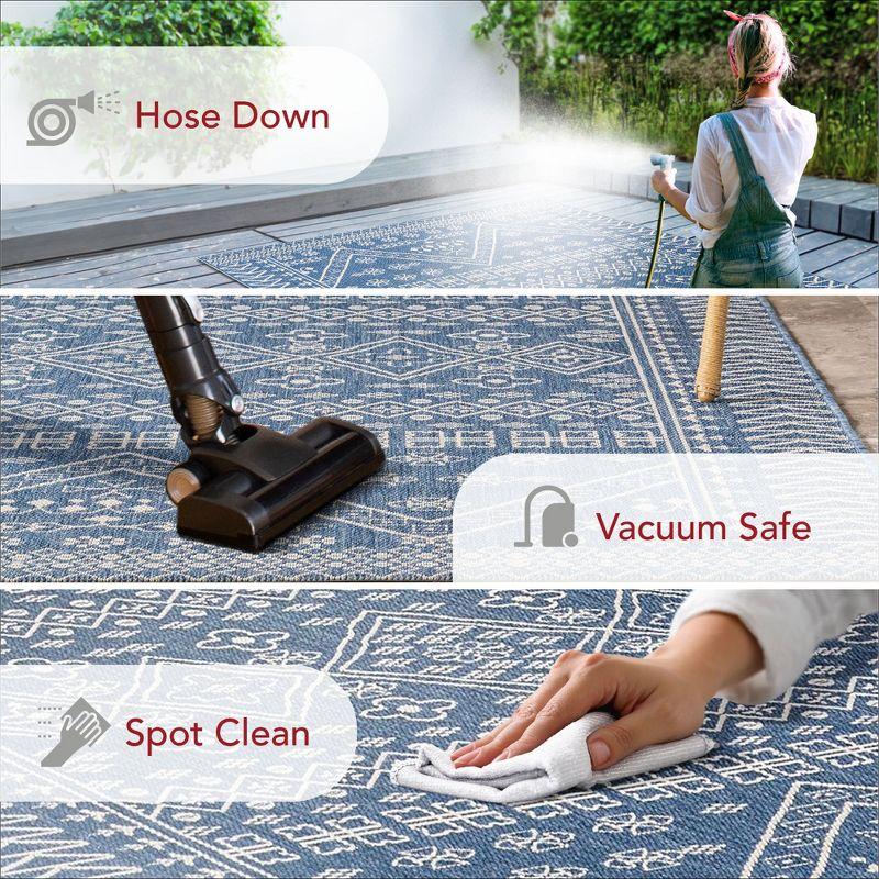 Nuloom Kandace Geometric 4x6 Indoor/Outdoor Area Rug for Living Room Patio Deck Front Porch Kitchen, Blue/Ivory