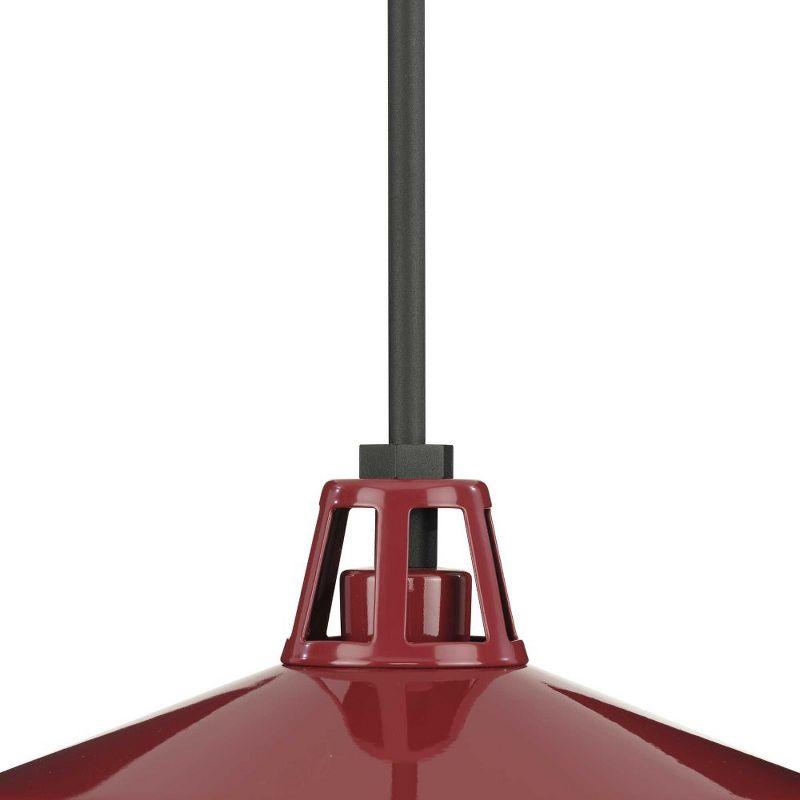 Progress Lighting, Cedar Springs, 1-Light Outdoor Hanging Light, Red Finish, Gloss White Shade