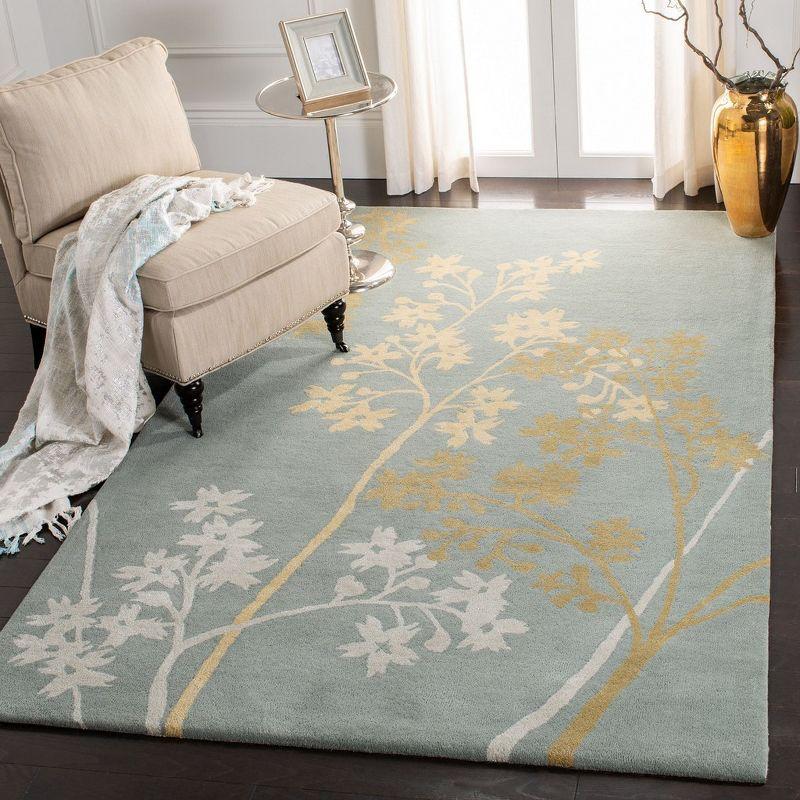 Hand-Tufted Elysian Light Blue Wool-Viscose 42" Square Area Rug