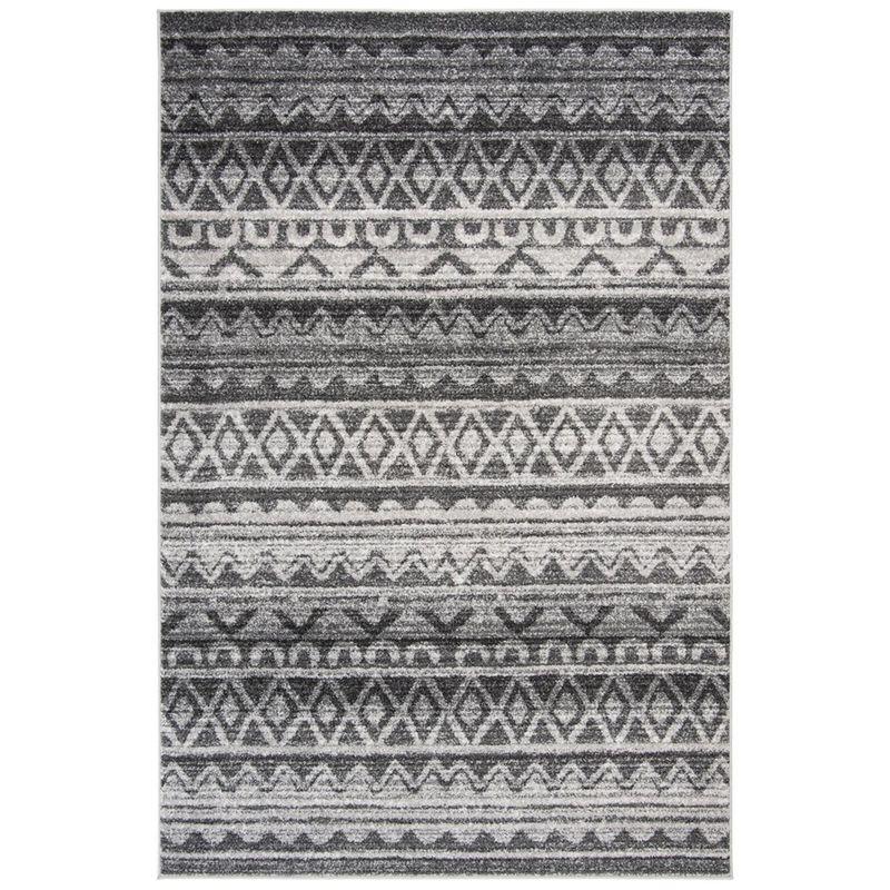 Ivory and Charcoal 6' x 9' Hand-knotted Synthetic Area Rug