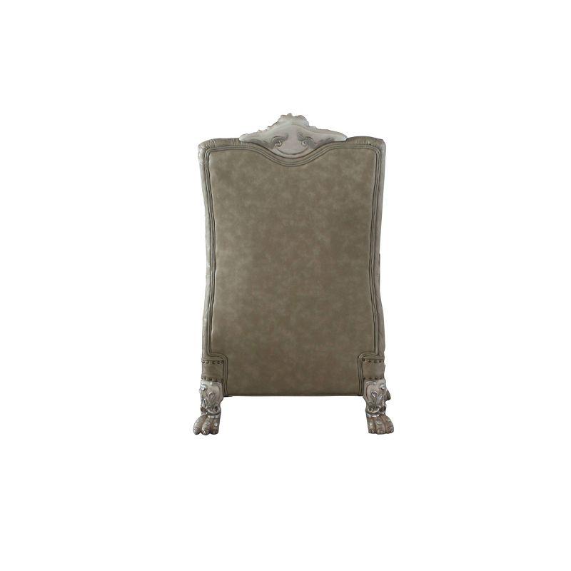 34" Dresden PU Accent Chair Vintage Bone White - Acme Furniture: Hand-Crafted, Tufted, Polyresin Frame