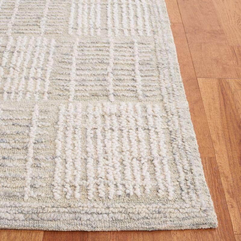 Grey and Ivory Tufted Wool Abstract 3' x 5' Rug