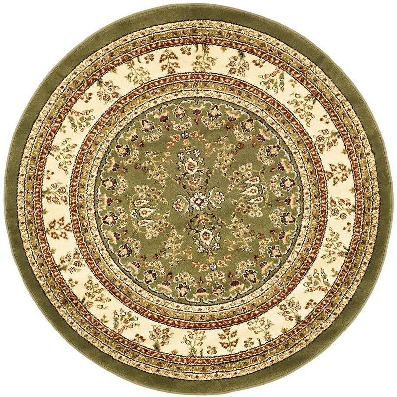 Lyndhurst Sarouk LNH331 Power Loomed Area Rug - Sage/Ivory - 5'3" Round - Safavieh
