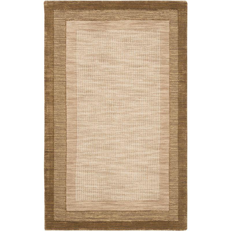 Beige and Brown Hand-Tufted Wool Area Rug