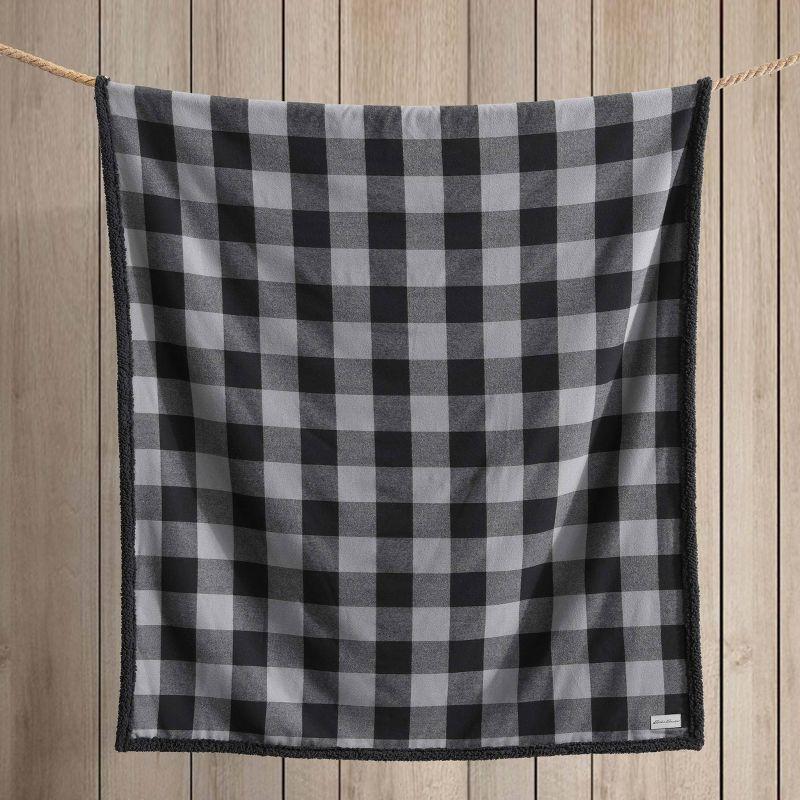 Eddie Bauer Cabin Plaid Flannel/Sherpa Throw Blanket