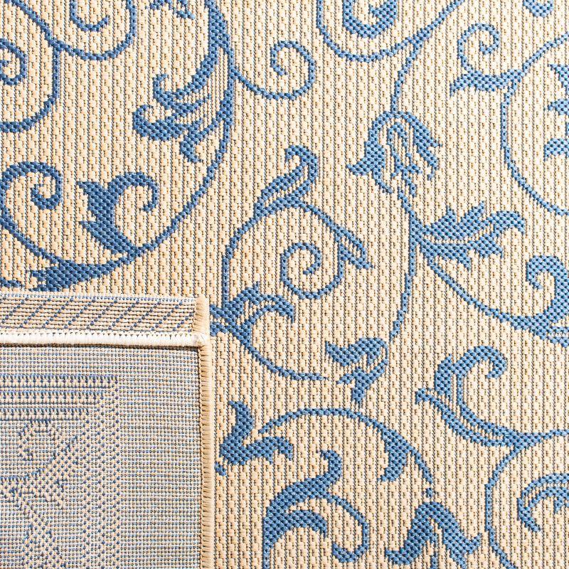 Courtyard CY2098 Power Loomed Indoor and Outdoor Area Rug - Natural/Blue - 7'10"x7'10" - Safavieh