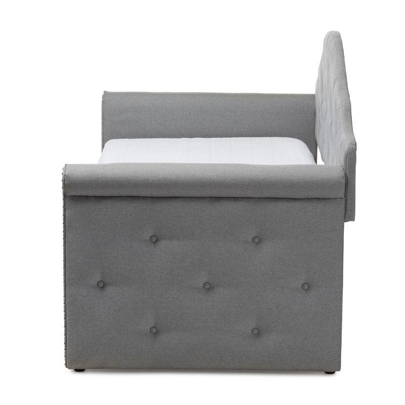 Emilie Twin Daybed with Nailhead Trim and Tufted Upholstery in Gray