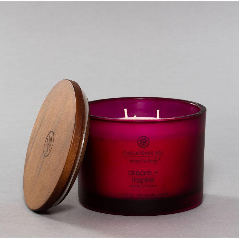 Frosted Glass Dream + Inspire Lidded Jar Candle Burgundy - Mind & Body by Chesapeake Bay Candle