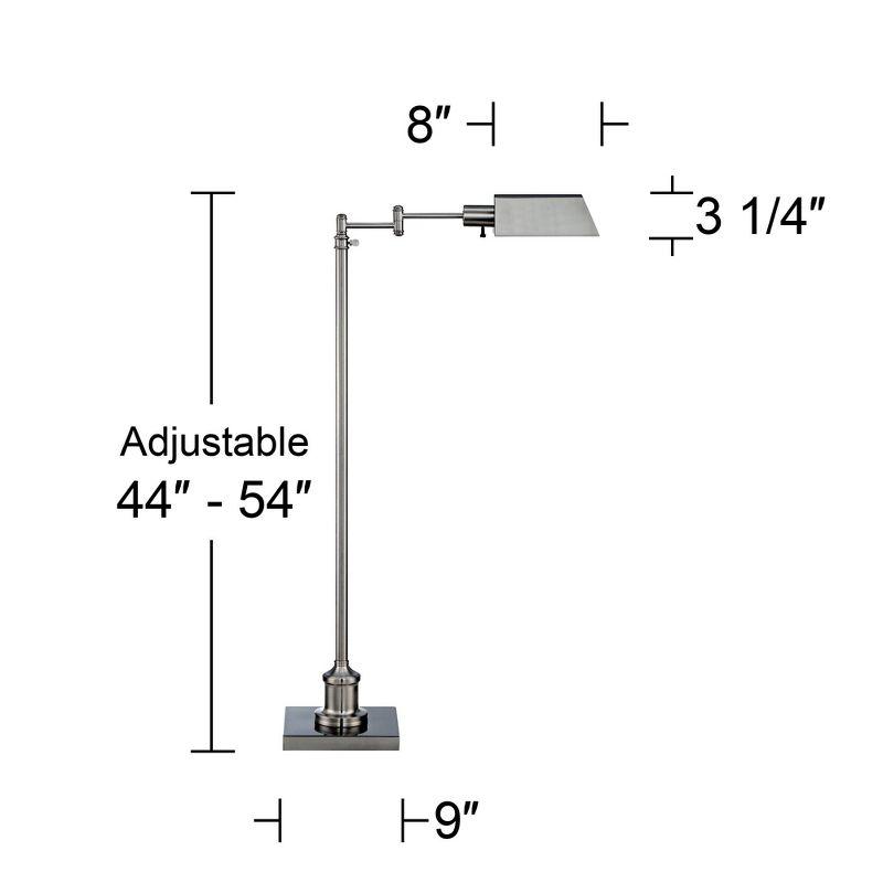 Regency Hill Jenson Traditional Pharmacy Swing Arm Floor Lamp 54" Tall Adjustable Brushed Nickel Metal Shade for Living Room Reading Bedroom