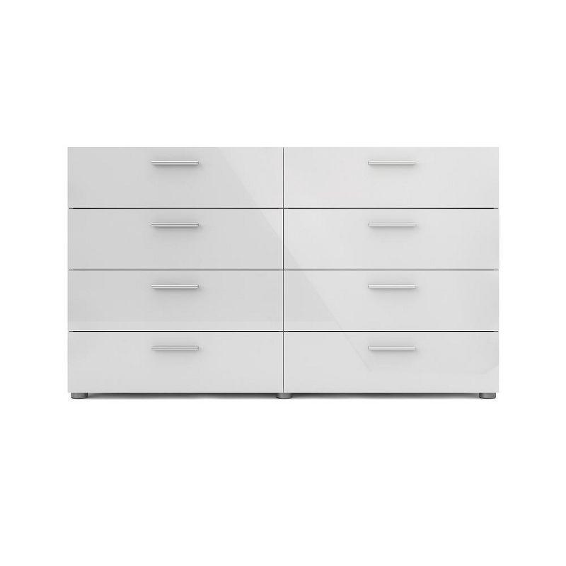 Tvilum,Austin 8 Drawer Double Dresser, Oak Structure/White High Gloss