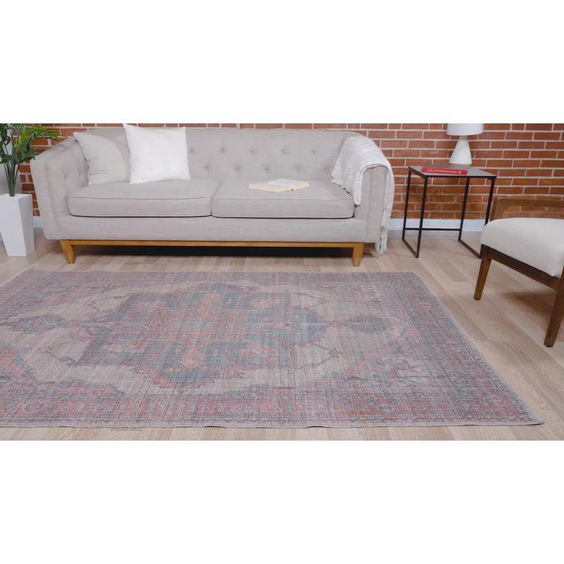 Unique Loom Nostalgia Ella Floral Washable Indoor Flatweave Woven Area Rug