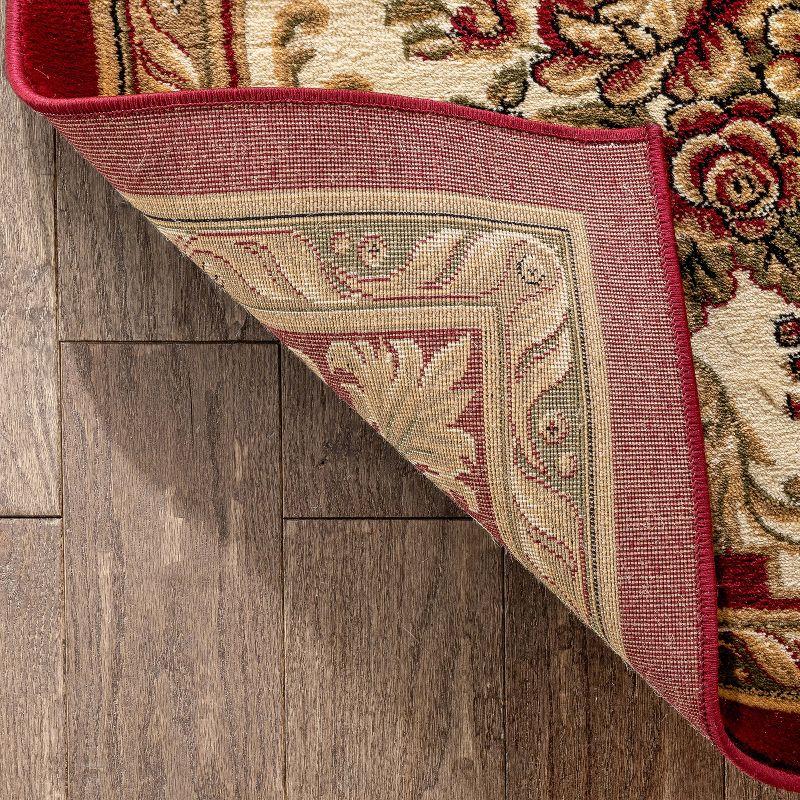 Well Woven Pastoral Medallion French European Floral Formal Traditional Modern Classic Thick Soft 5'3" x 7'3" Red Area Rug