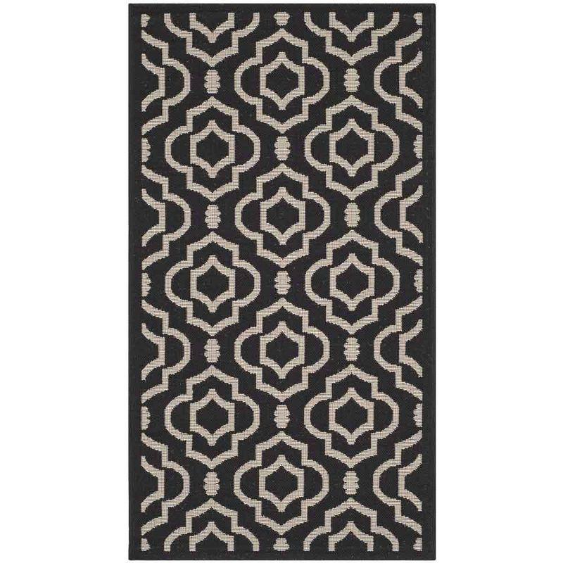 Courtyard CY6926 Power Loomed Indoor and Outdoor Area Rug - Black/Beige - 4'x5'7" - Safavieh
