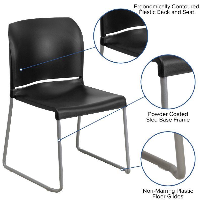 Modern Black Metal Stackable Chair with Polypropylene Seat