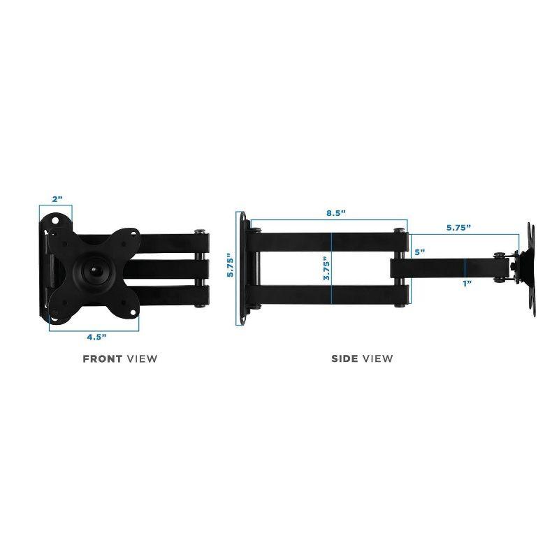 Mount-It! Small TV Monitor Wall Mount Arm Fits 19 - 27 Inch Display Screens, 75 & 100 VESA & RV Compatible, Tilts and Swivels Holds up to 40 Pounds