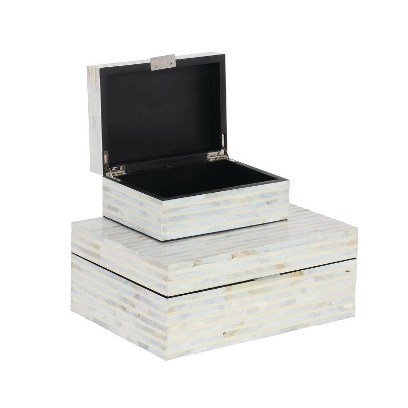 Set of 2 Shell Mosaic Patterned Wood Box White - Olivia & May