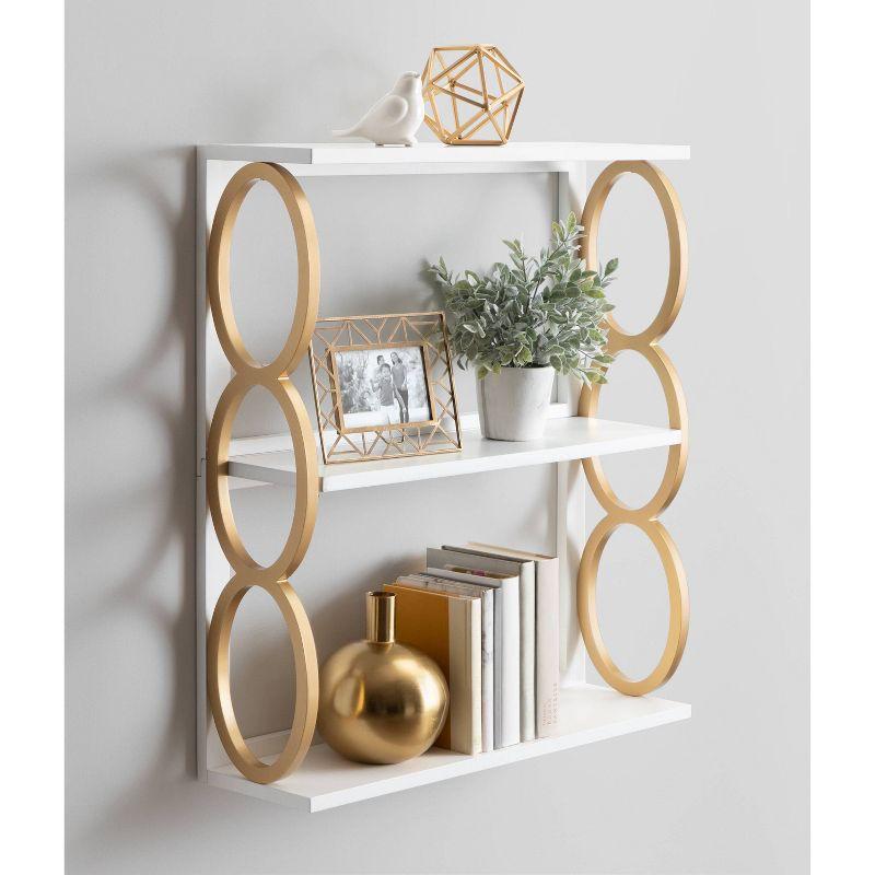 28" x 8" x 31" Ring Wooden 3-Tier Shelf White - Kate & Laurel All Things Decor: Mid-Century Storage Display