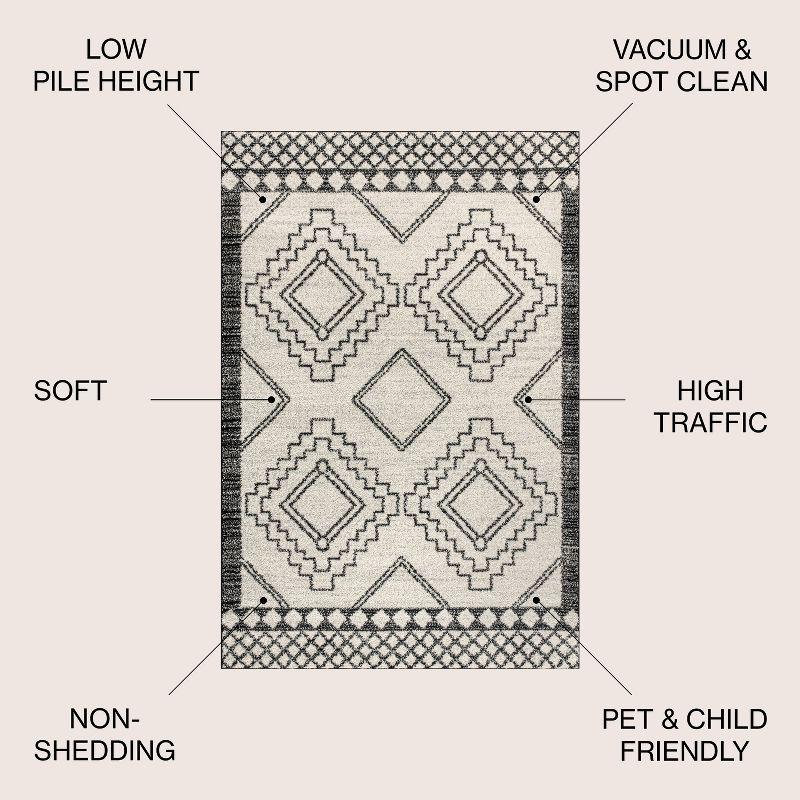 JONATHAN Y Amir Moroccan Beni Souk Cream/Black 4 ft. x 6 ft. Area Rug