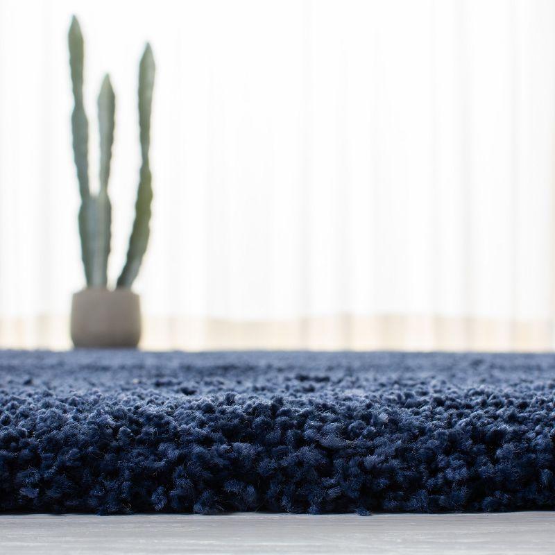 Navy Synthetic Shag Area Rug, 5'1" x 8'