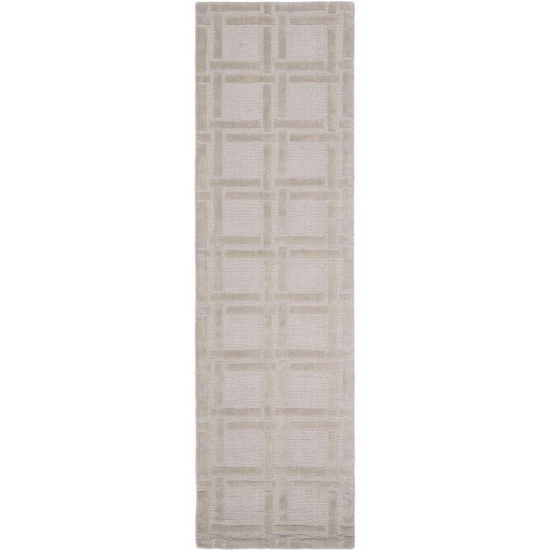 Gray Hand-Tufted Wool Non-Slip Runner Rug, 27" x 7"