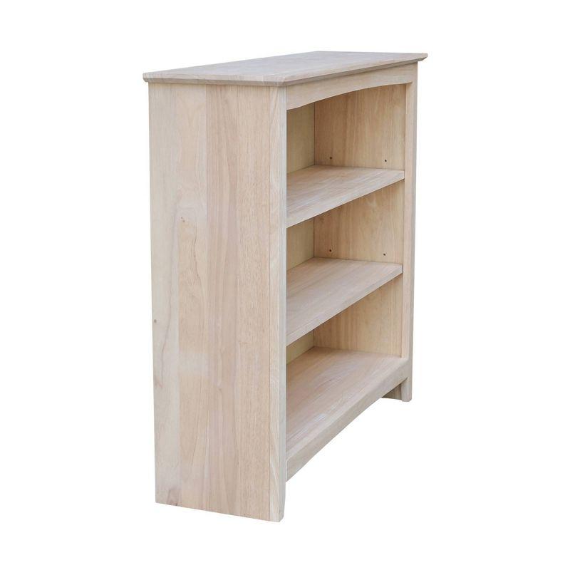 36"x38" Shaker Bookcase Unfinished - International Concepts: Rubberwood, 3 Fixed Shelves, Enclosed Back