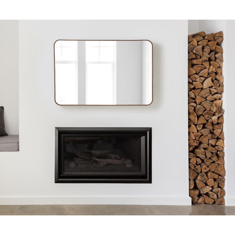 Kate and Laurel Zayda Radius Rectangle Framed Wall Mirror, 24x36, Walnut Brown