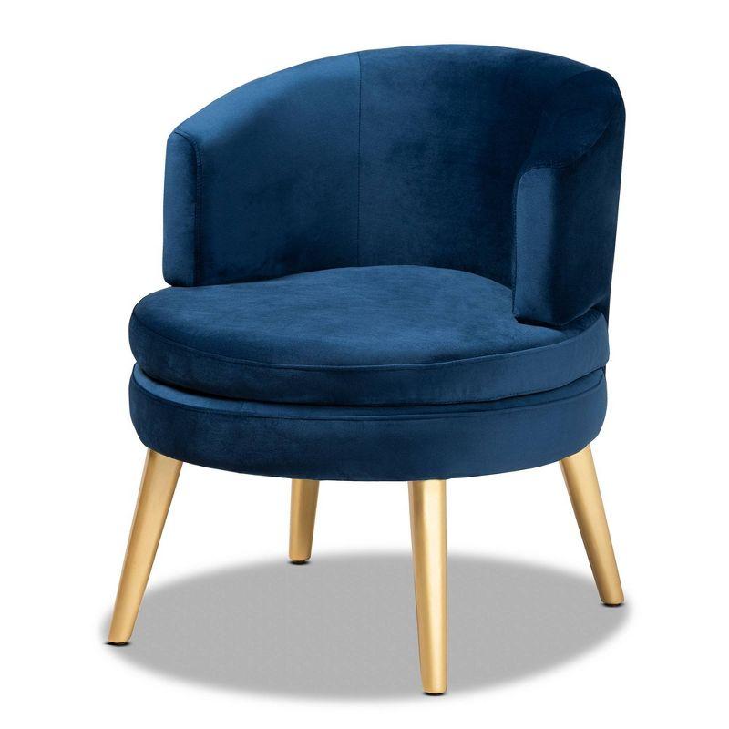 Baptiste Navy Blue Velvet Upholstered Wood Accent Chair