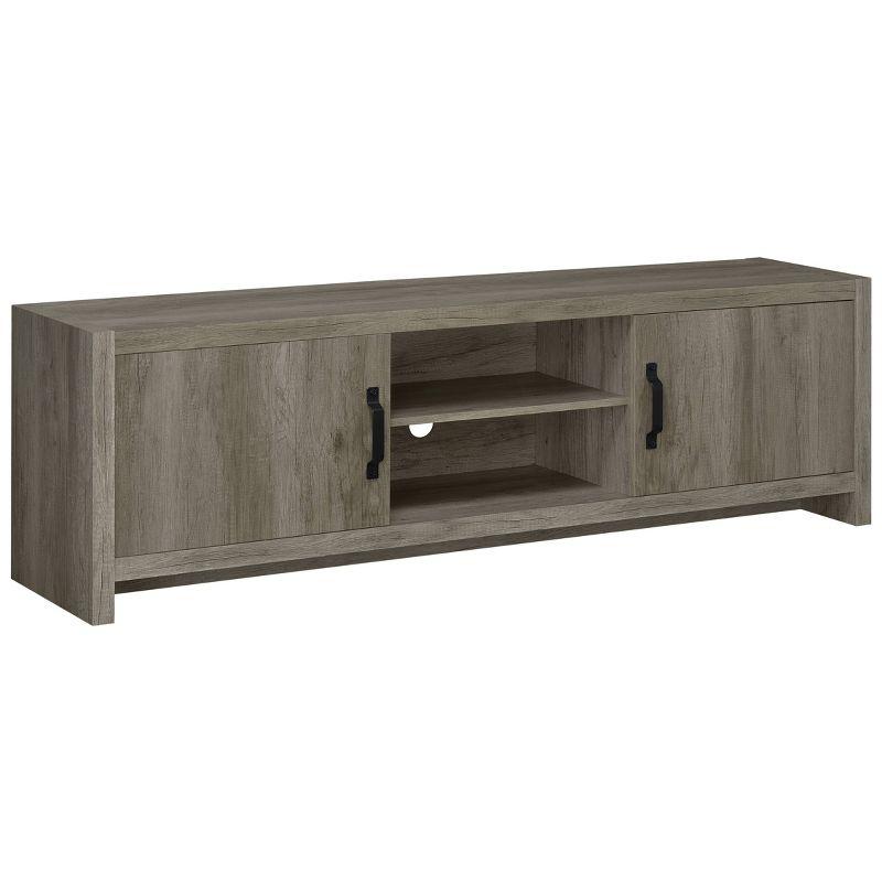 Hays 2 Door TV Stand for TVs up to 80" Gray Driftwood - Coaster: Modern Entertainment Center with Storage