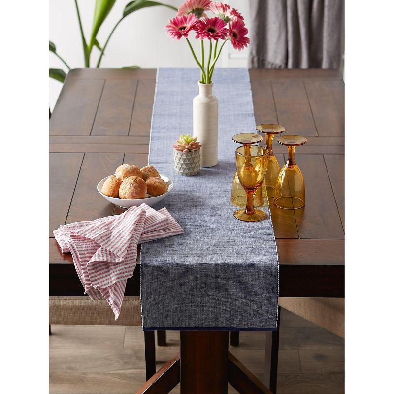 Design Imports  French Blue Eco-Friendly Chambray Fine Ribbed Table Runner 13X72