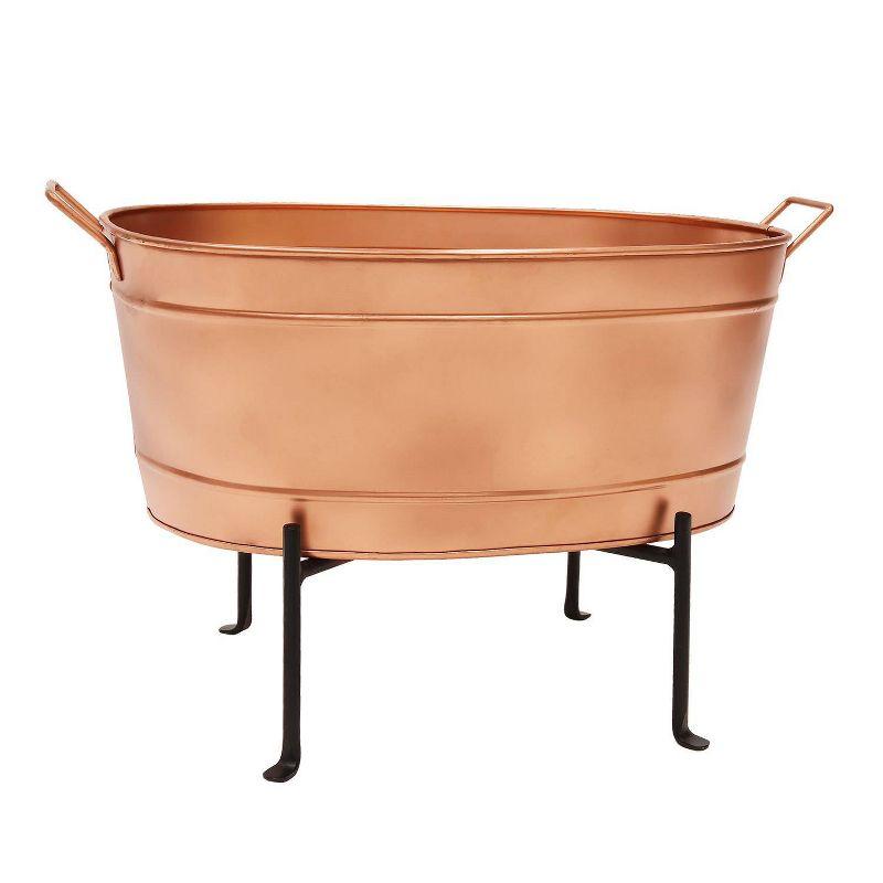 24" Copper-Plated Oval Tub with Black Folding Stand