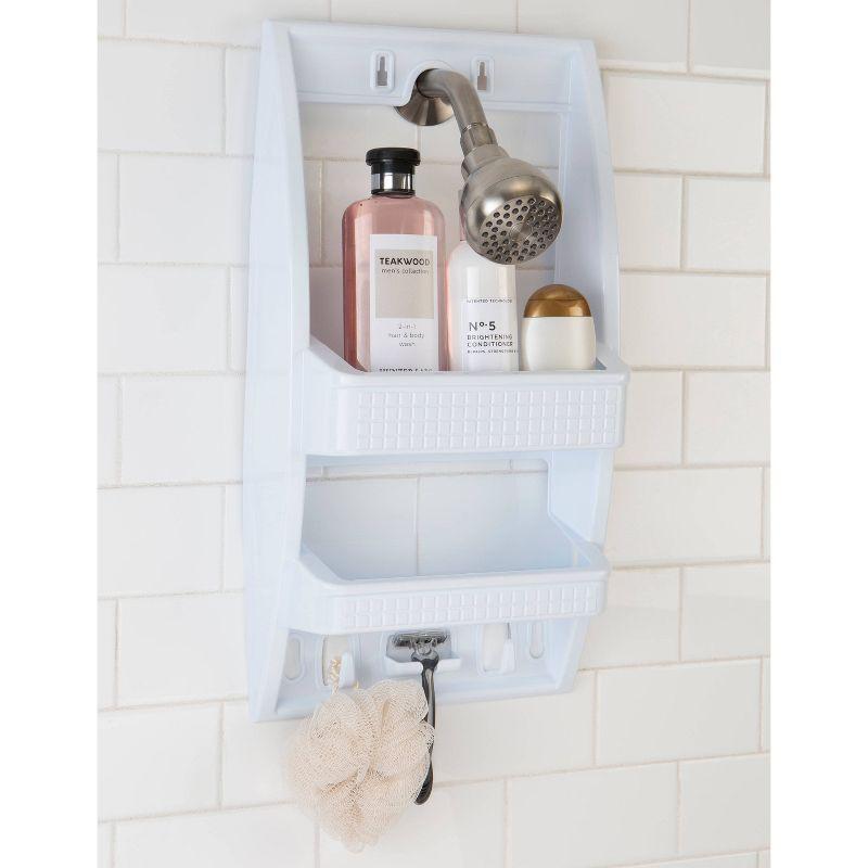 Bath Bliss Flexi Shower Caddy Shelf White: Polypropylene, Suction Mount, Bathroom Storage Organizer Rack