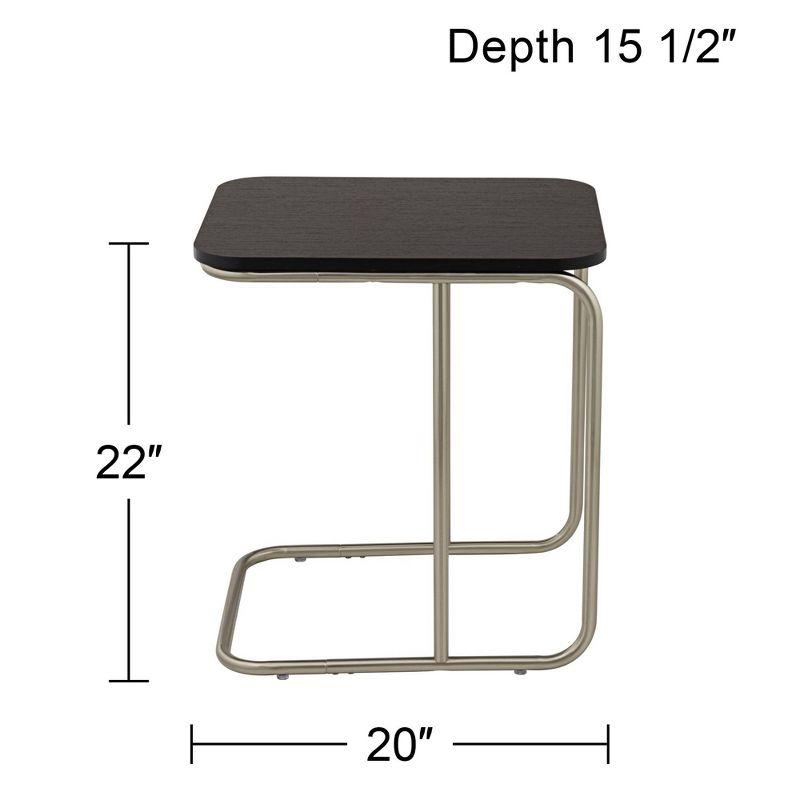 55 Downing Street Thornburg Modern Wood Metal Rectangular Accent Side End Table 20" x 15 1/2" Dark Oak Brushed Nickel Metal Legs for Living Room House