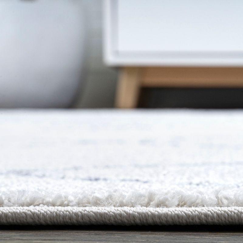 2'x 8' Izil Moroccan Geometric Diamond Runner Rug, White/Light Gray - JONATHAN Y