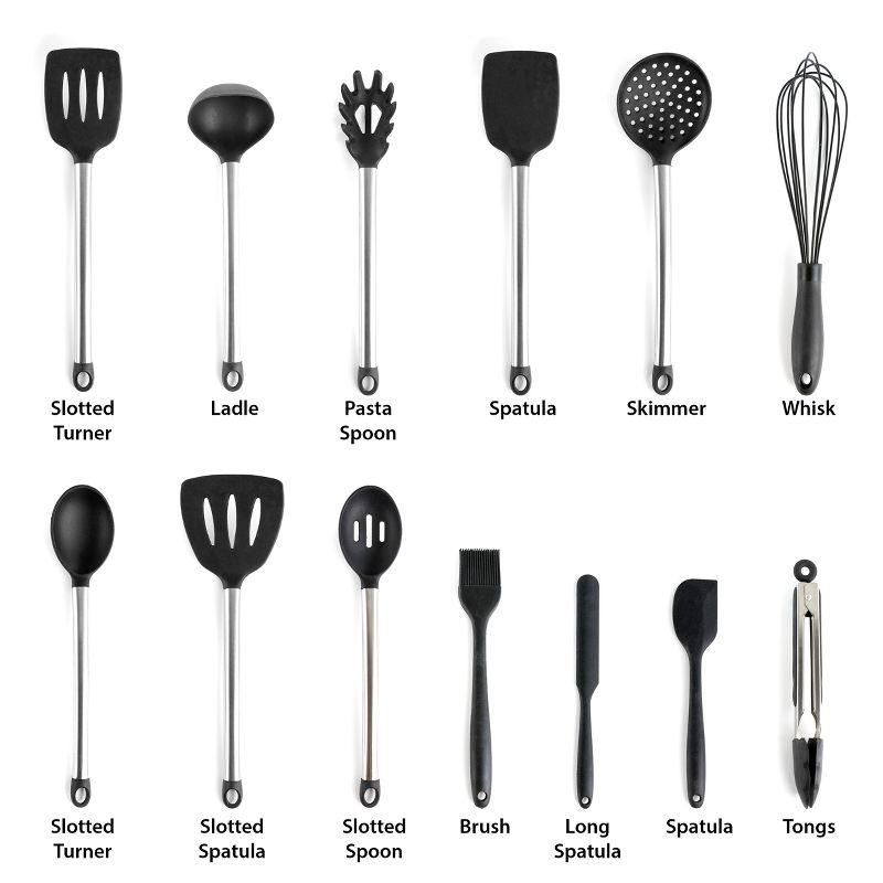 MegaChef 14 Piece Gray Silicone and Stainless Steel Cooking Utensils