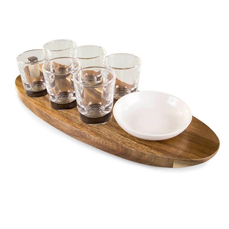 Cantinero Acacia Wood Shot Glass Serving Set with Tray