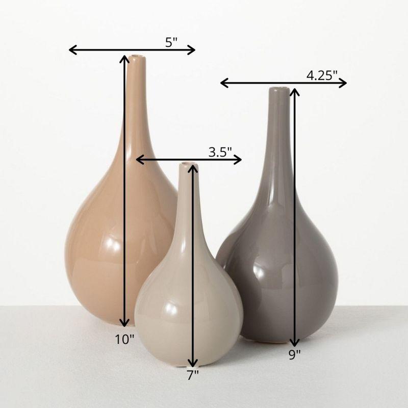 Sullivans Warm Glossy Ceramic Vase Set of 3, 10"H, 9"H & 7"H Multicolored