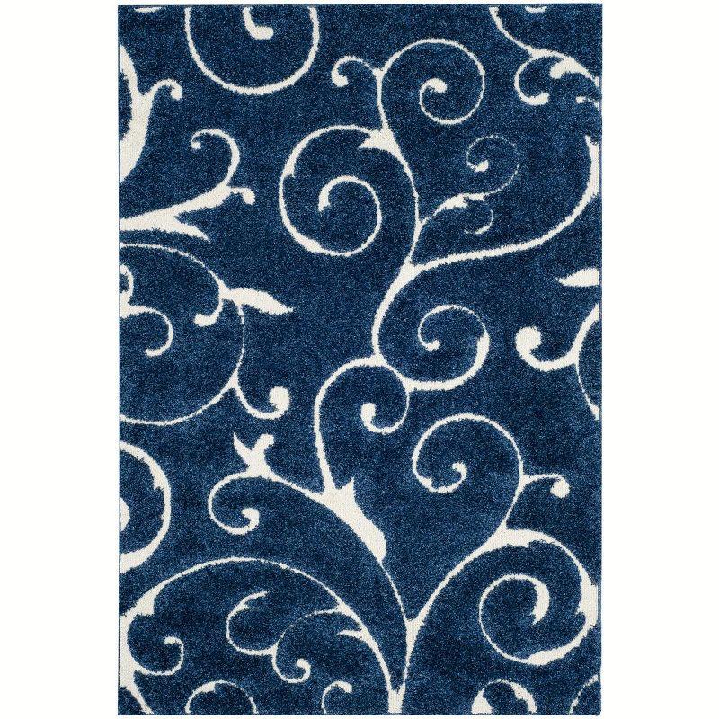 Florida Shag SG455 Power Loomed Indoor Area Rug - Dark Blue/Cream - 5'3"x7'6" - Safavieh.