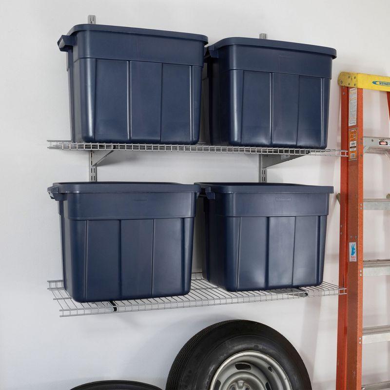Rubbermaid Roughneck 18 Gallon Rugged Stackable Storage Tote with Lid and Handles for Home Usage, Dark Indigo Metallic, 6 Pack